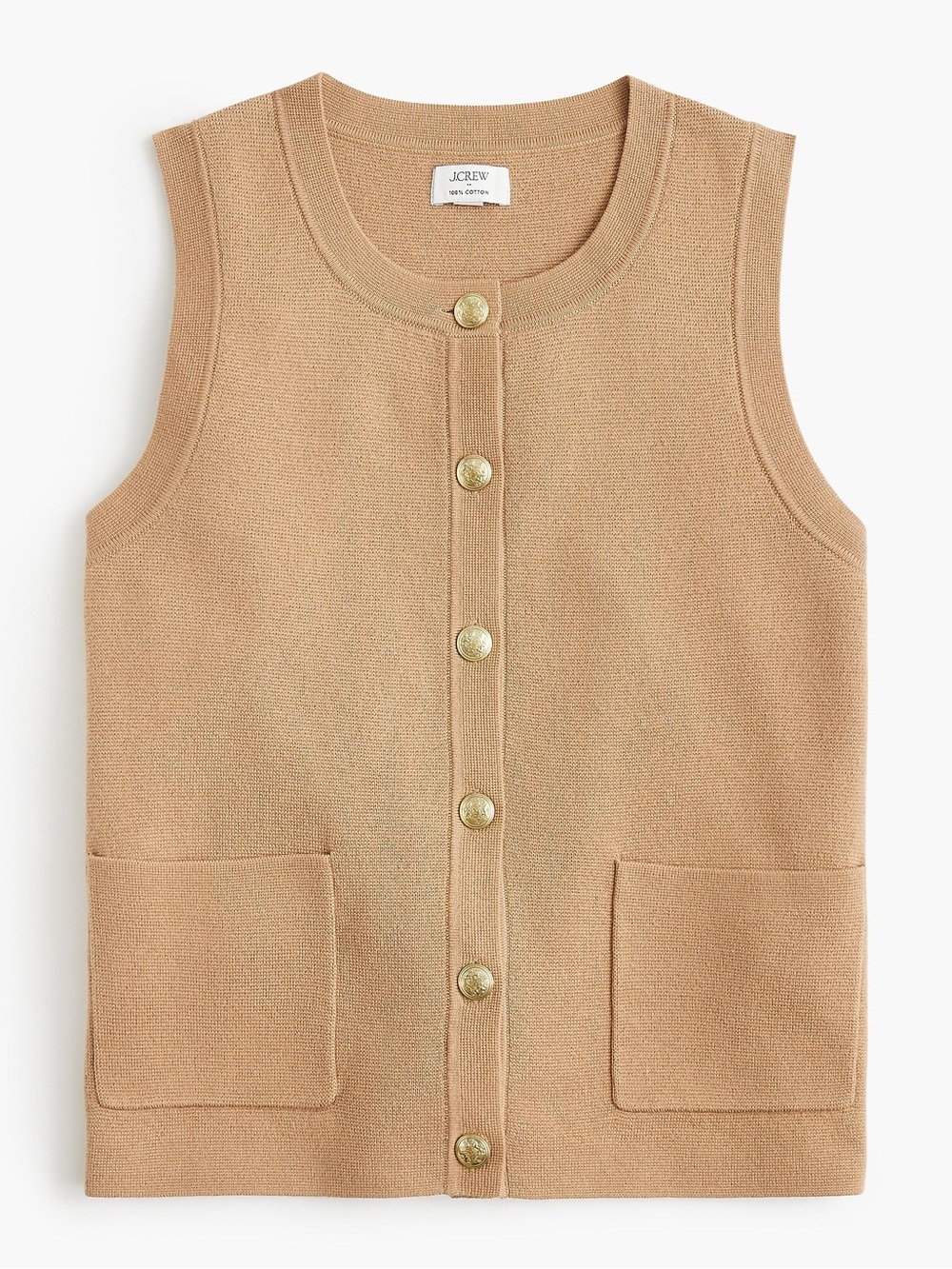 J. Crew Camel Button-Front Knit Vest